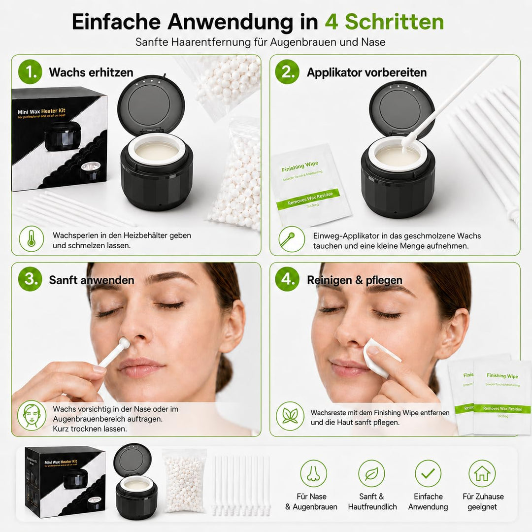 Nasenhaarentferner Wachs, Waxing Set mit Mini Wax Maschine und Nasenhaar Wachs Sticks, Wax Nasenwach