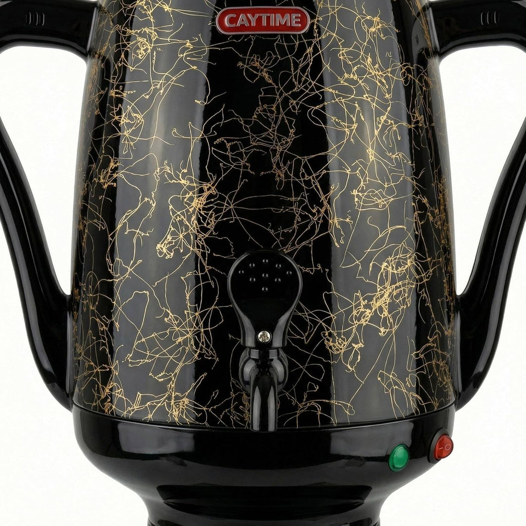 Samowar 3,5 L Semaver Edelstahl – Teekocher mit schwarzer Keramikkanne/Elektrischer Samowar im moder