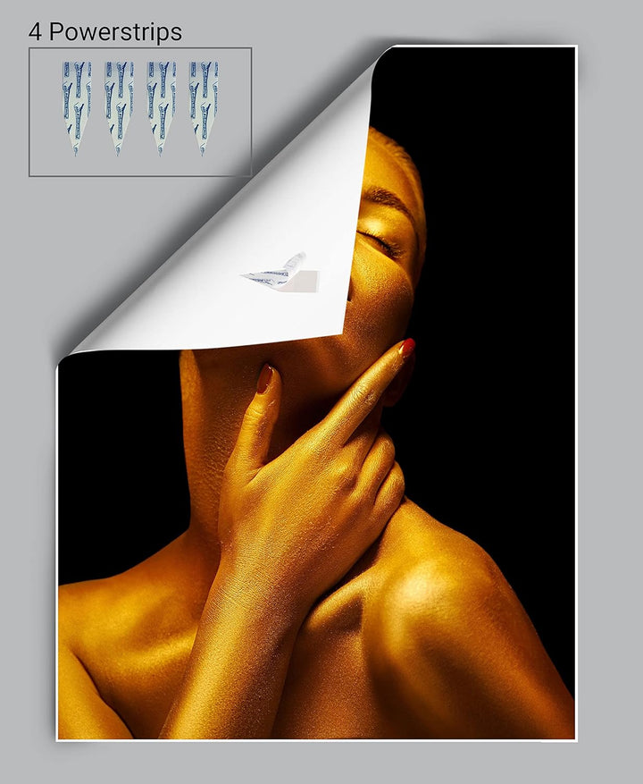 wandmotiv24 Poster als Wanddeko, Grösse 80x60cm, Gold Collection, Frau in Gold, rote Nägel, Edel, Gl