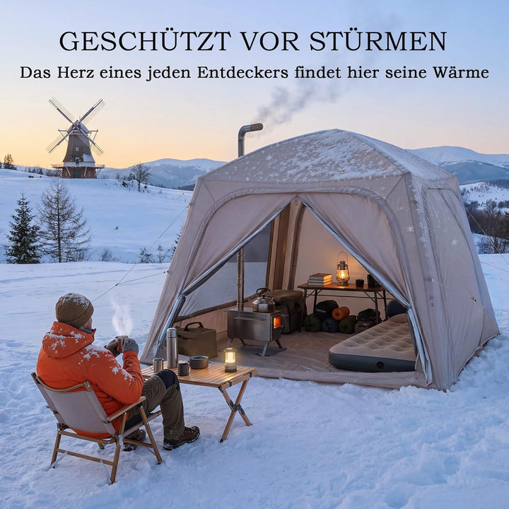 Ytaoeo Aufblasbares Zelt Camping Pavillon mit Luftpumpe Abnehmbarer Türvorhang Aufblasbares Campingz
