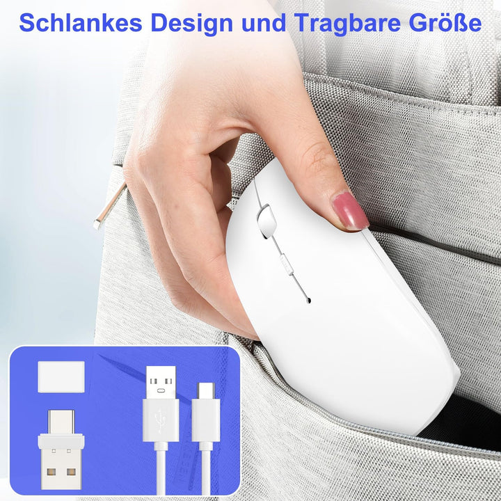 Azmall Funkmaus für Laptop, Bluetooth Kabellose Maus für MacBook Air Pro/Mac/iPad/PC, Wiederaufladba