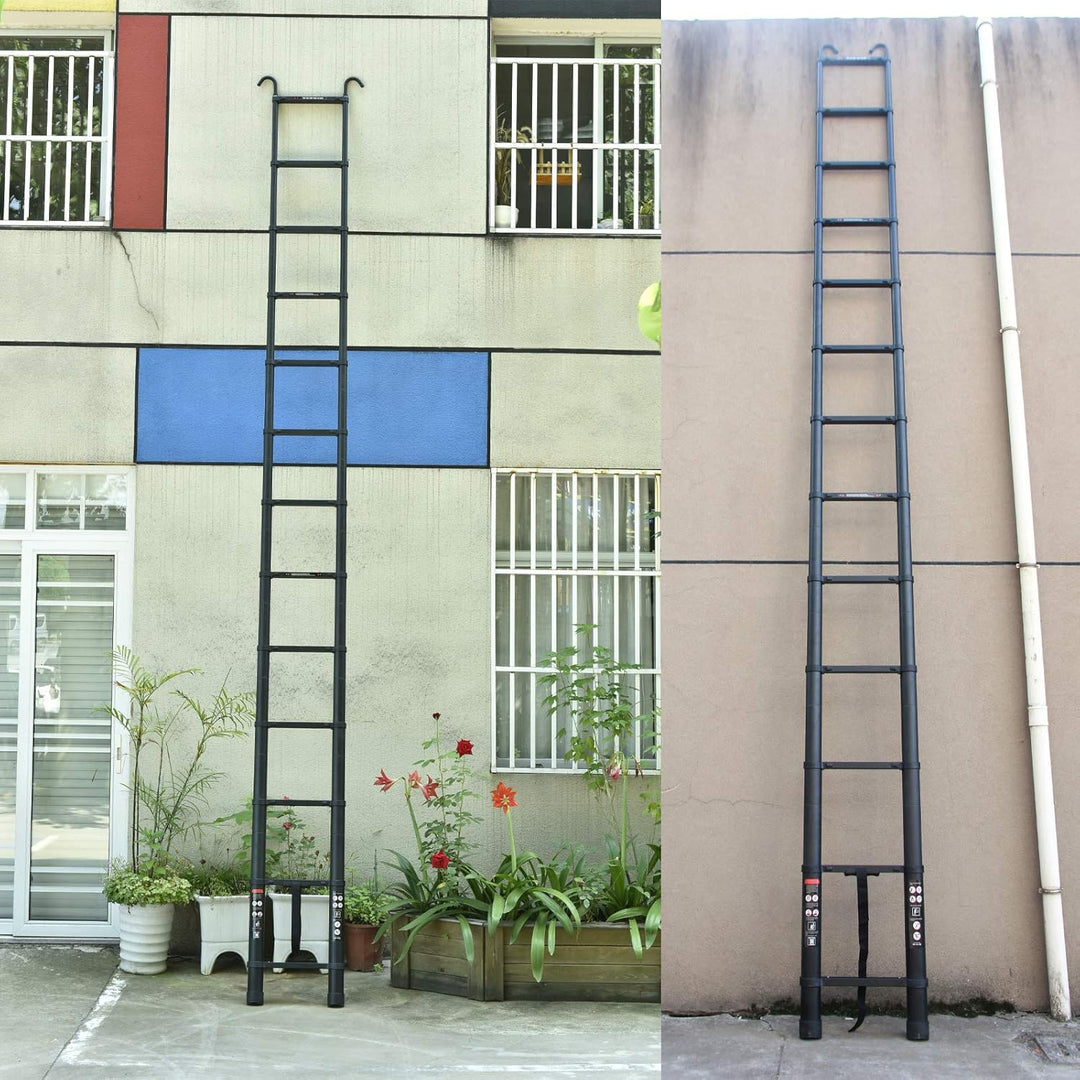 Robuste 5 m Lange Alu-Verlängerungsleiter mit abnehmbarem Haken, teleskopisch, 150kg, maximale Tragk