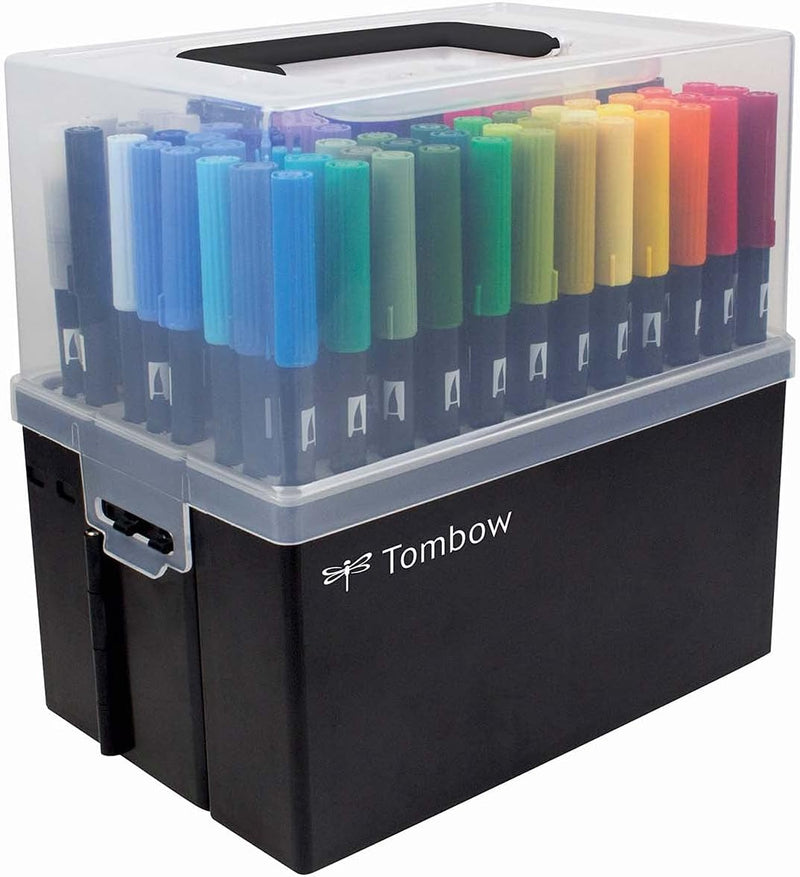 Tombow ABT-108C ABT Dual Brush Pen Stiftebox mit 107 Farben + Blender Pen, mehrfarbig Single, Single