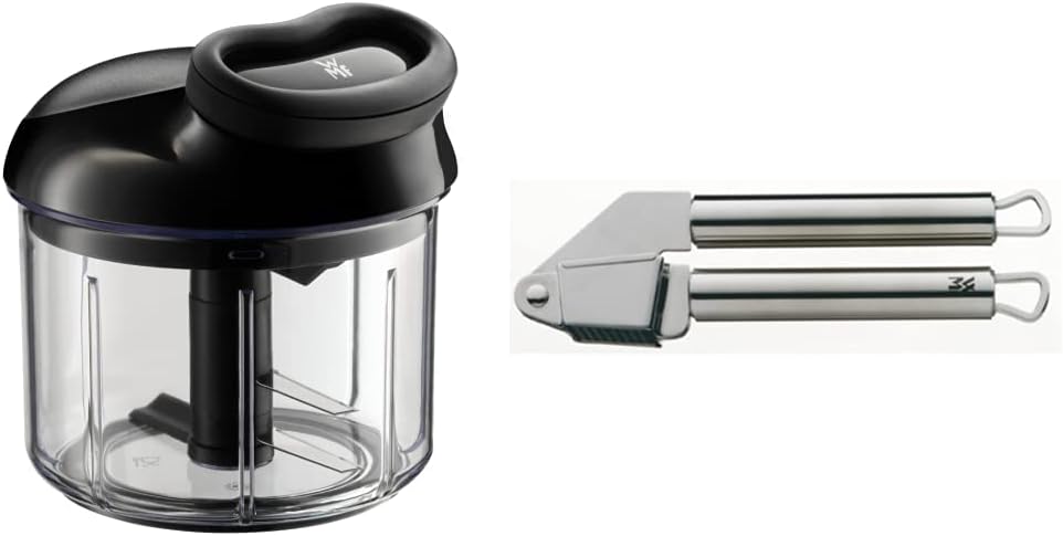 WMF Gourmet Gemüseschneider manuell mit Seilzug, 900ml & Profi Plus Knoblauchpresse 17,5 cm, Cromarg