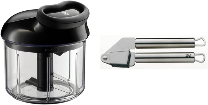 WMF Gourmet Gemüseschneider manuell mit Seilzug, 900ml & Profi Plus Knoblauchpresse 17,5 cm, Cromarg