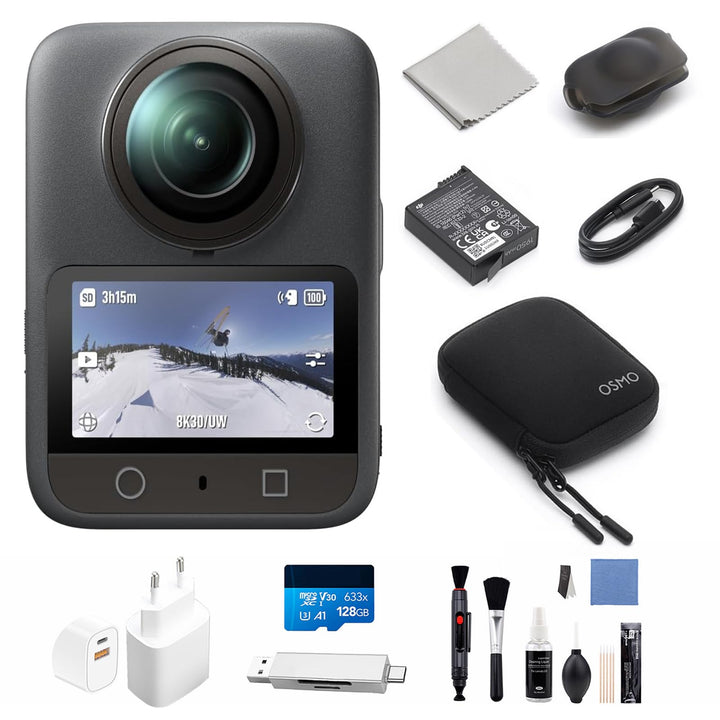 DJI Osmo 360 mit Zubehör, Kamera 1-Zoll-Sensor für 360° Aufnahmen, Action-Cam 100 Min Natives 8K 360