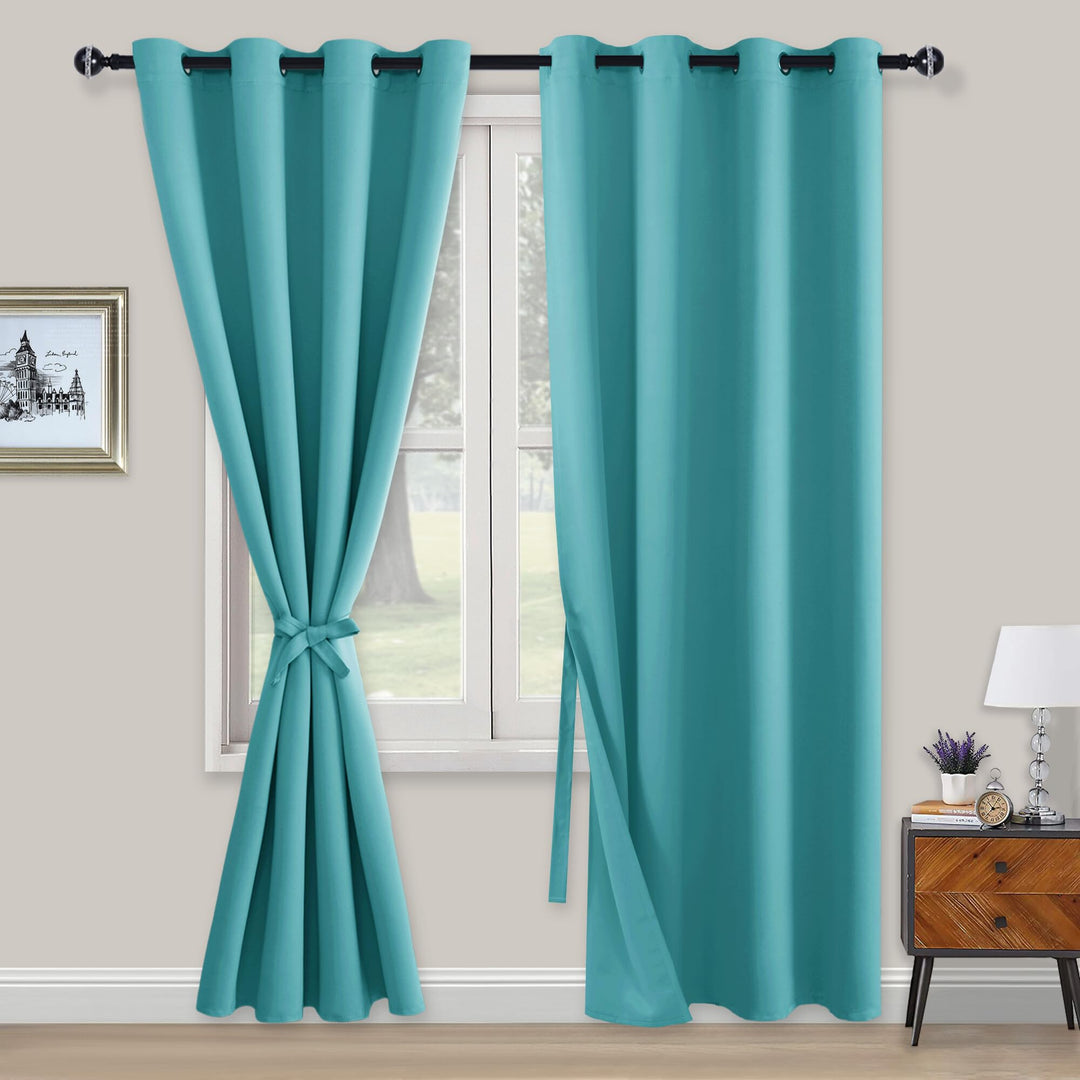 XWZO Blickdichte Vorhänge Verdunklungsvorhänge mit Ösen 2 Stücke Gardienen mit Raffhalter Lichtundur