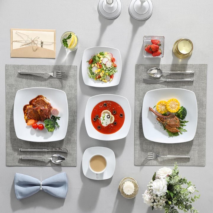 MALACASA, Serie Julia, Geschirrset 12 Personen, 60 Teilig Porzellan Geschirr Set,Kombiservice Tafels