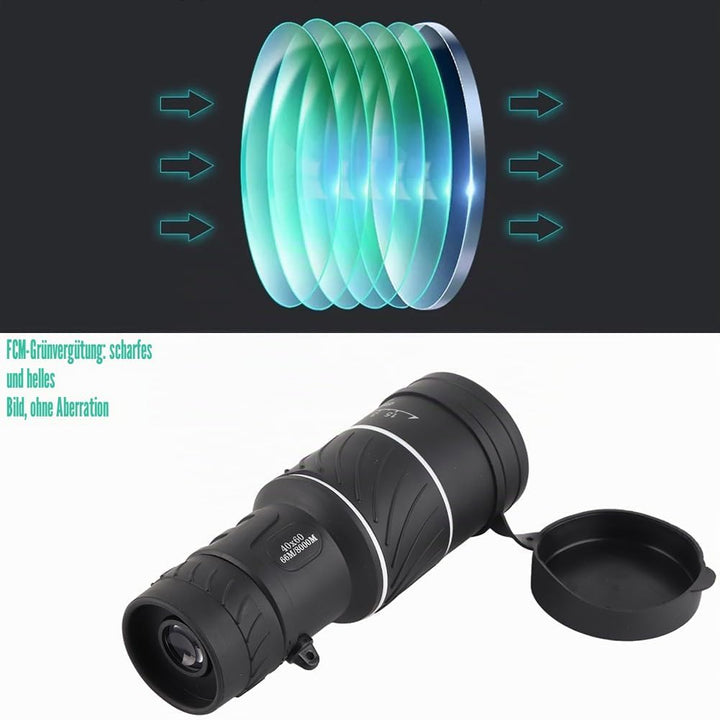Monokular Teleskop, 40 × 60 HD Monokulares Wasserdichtes Hochleistung Zoom Mini Outdoor Night Film T
