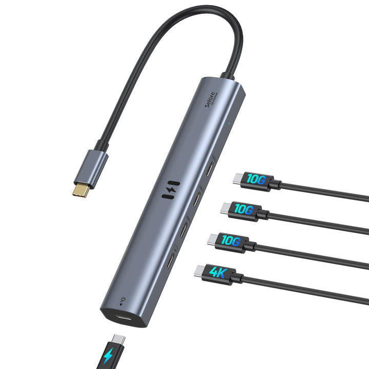 USB C Video Hub Typ C 10Gbps 5 in 1 Hub USB C Monitor Adapter mit USBC Display 4K@60Hz & 10Gbps Data