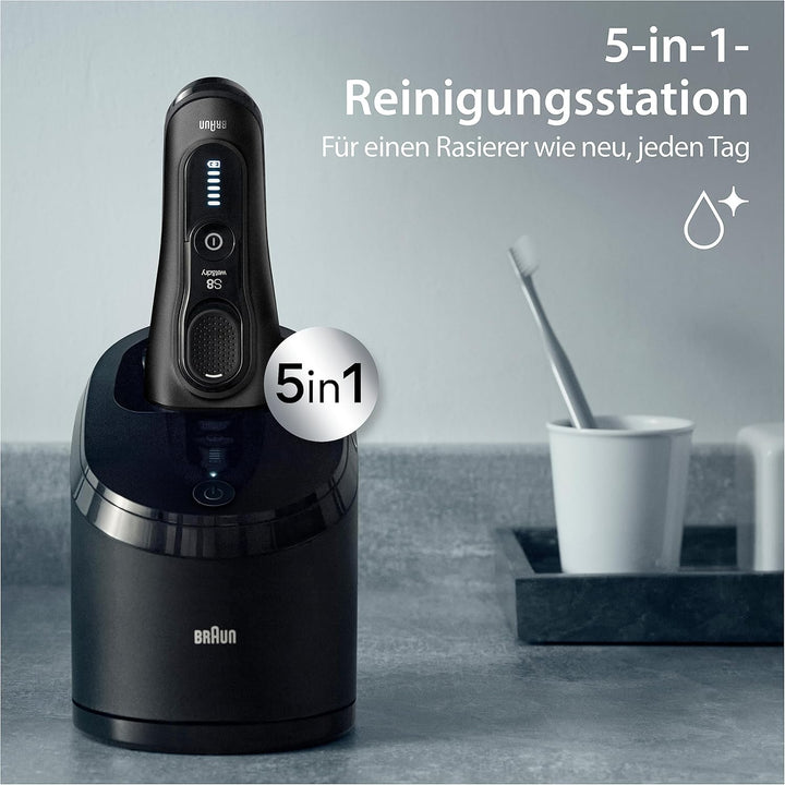 Braun Series 8 Rasierer Herren Elektrisch mit 4+1 Scherkopf, Elektrorasierer, Präzisions-Langhaarsch