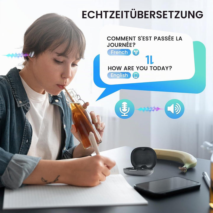 Übersetzer Kopfhörer - 144 Sprachen ki Kopfhörer mit Echtzeit übersetzung Translator Earbuds für Ech