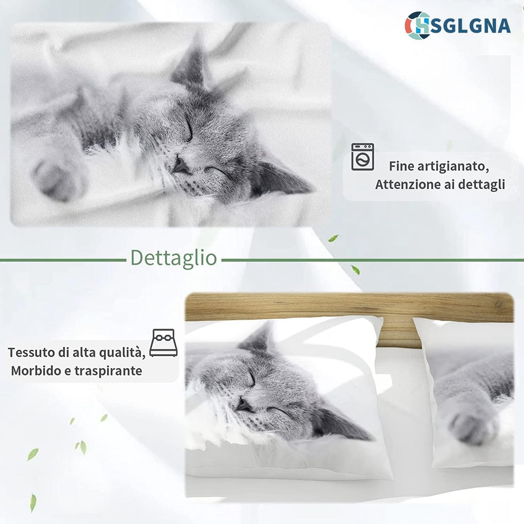 Katze Bettwäsche Set 135 x 200 cm, 3D Katzenmotiv Mikrofaser Bettwäsche-Sets 3teilig mit Reissversch