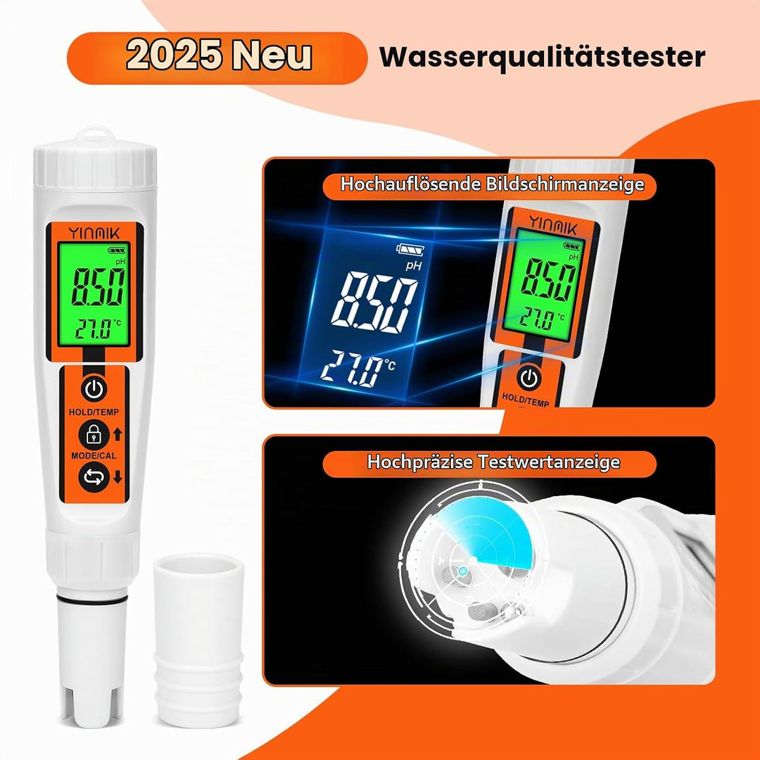 Wasserstoff Wassertester, YINMIK Wasserstoff Wasserflasche, Digitales 4 in 1 pH ORP Messgerät und Wa