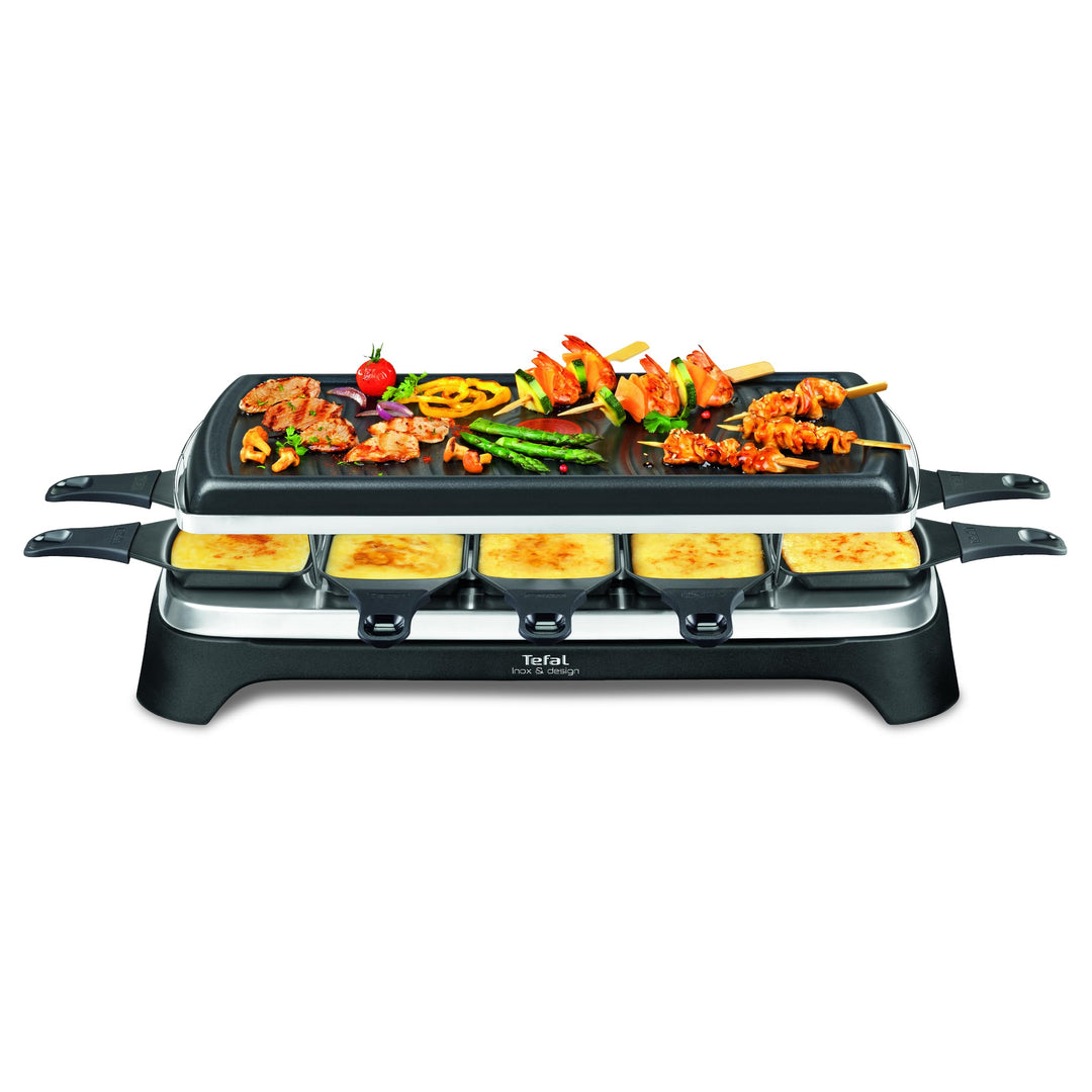 Tefal Raclette Ambiance RE4588 | für 10 Personen | inklusive Tischgrill-Funktion | Grillplatte antih