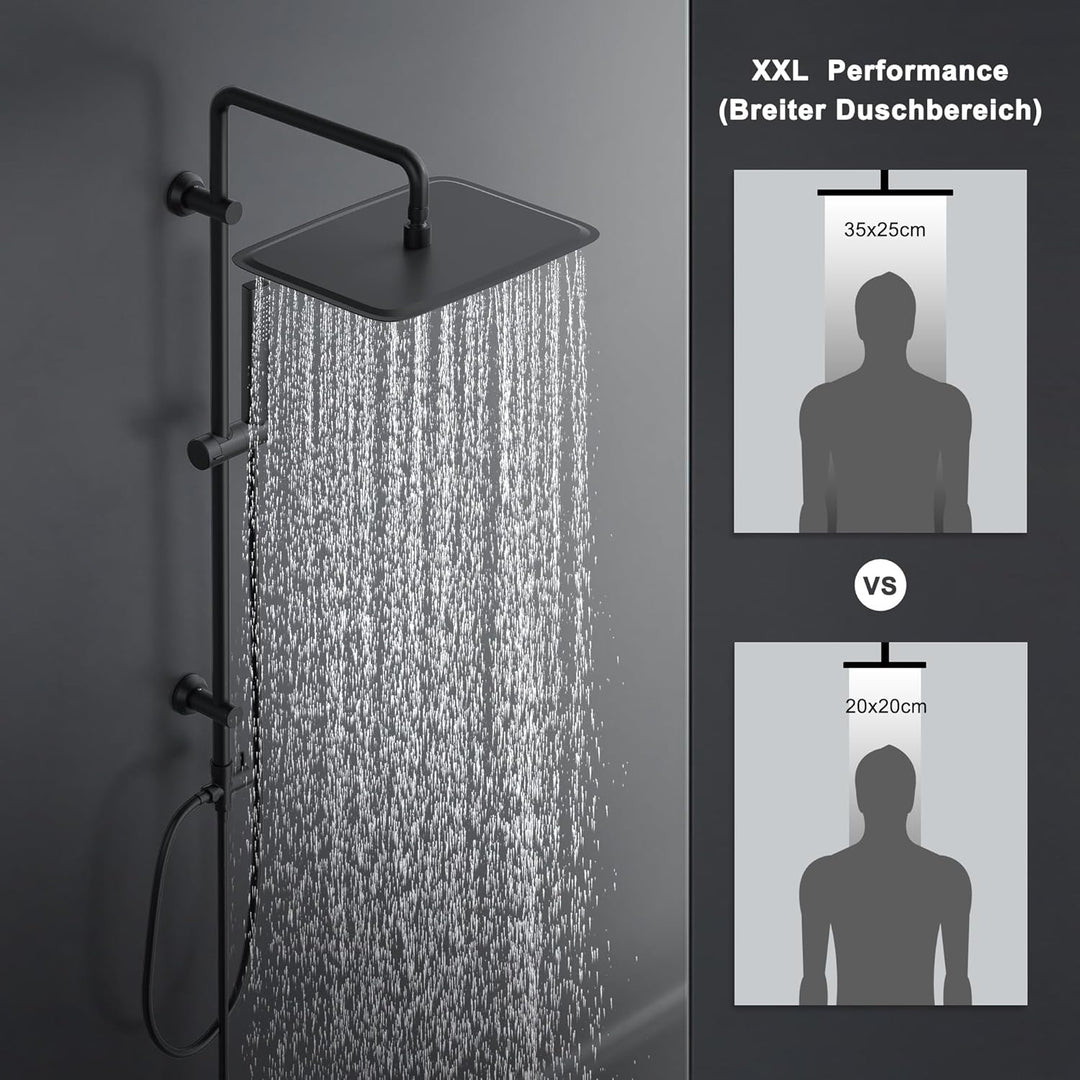 Görbach Regendusche Duschsystem ohne Armatur, Edelstahl Duschset mit 92cm Duschstange, XXL Überkopfb