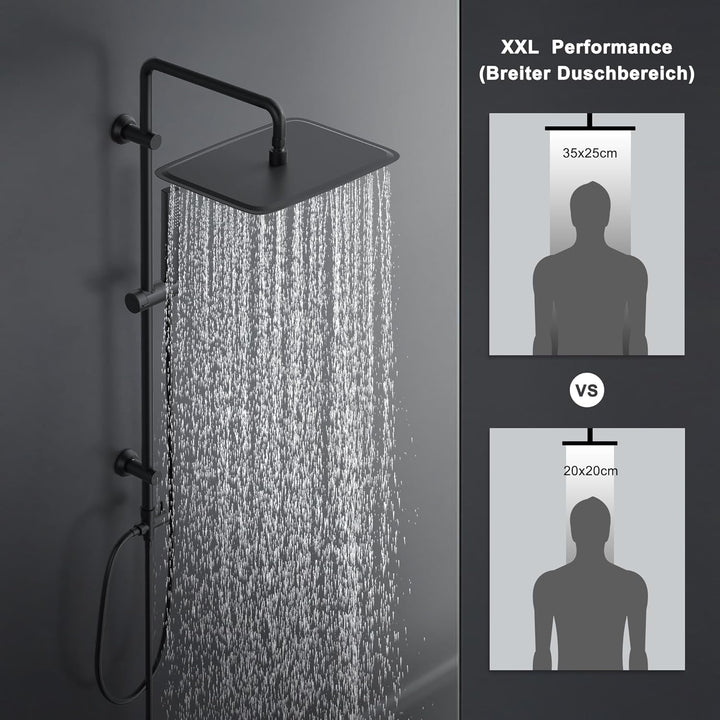 Görbach Regendusche Duschsystem ohne Armatur, Edelstahl Duschset mit 92cm Duschstange, XXL Überkopfb