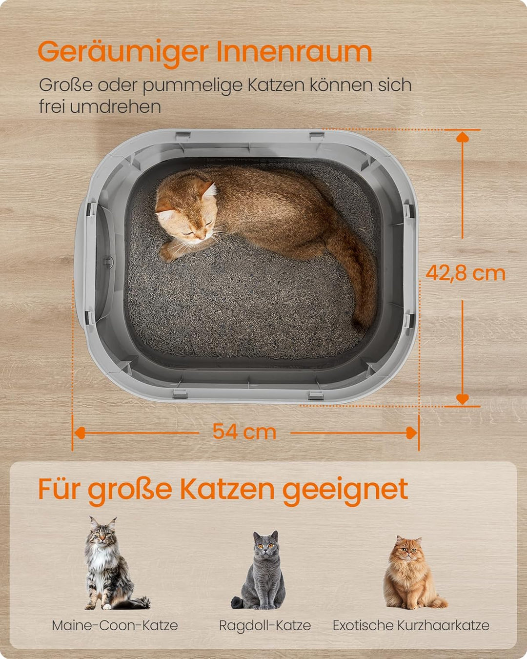 Feandrea Katzenklo 2er Set, Katzentoilette XXL, mit Deckel, ausziehbares Tablett, Schaufel, Bürste,