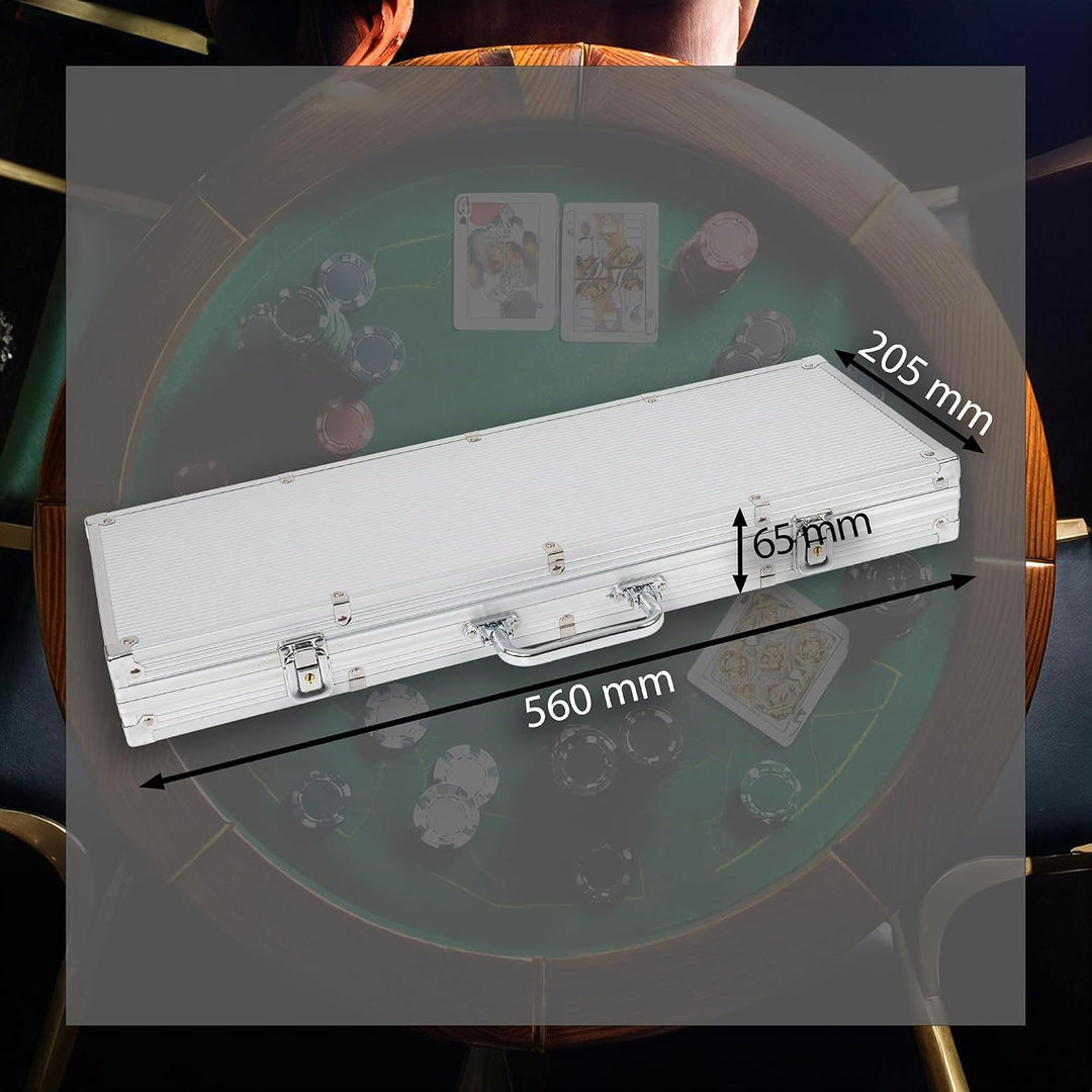 H&amp;F Heimtextilien Pokerkoffer Set 500 Chips – Komplettes Poker Spielset mit Karten Würfeln &amp; Dealer-