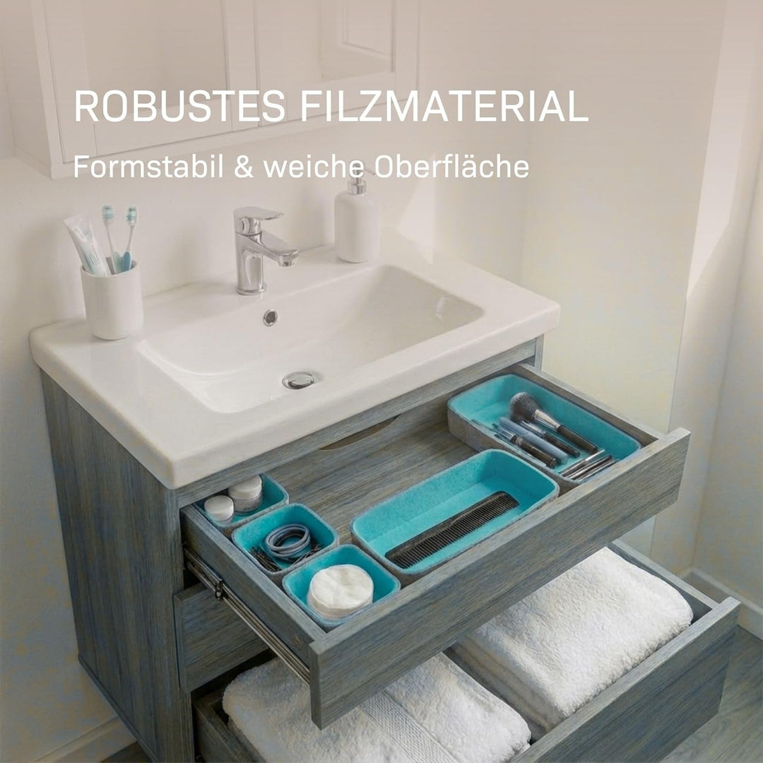 Filz Schubladen Organizer 8er Set, Aufbewahrungs- &amp; Sortierboxen, Filzboxen Ordnungssystem Büro, Bad