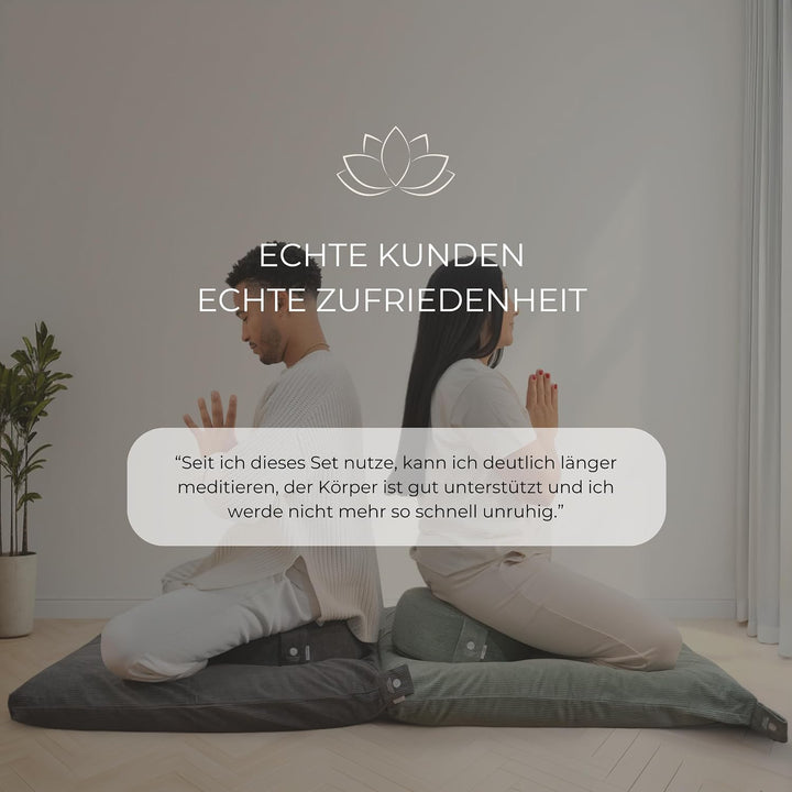 Inner Peace Meditationskissen Set Cord XL | Premium Set, rundes Kissen + Zabuton Matte, waschbar, Ze