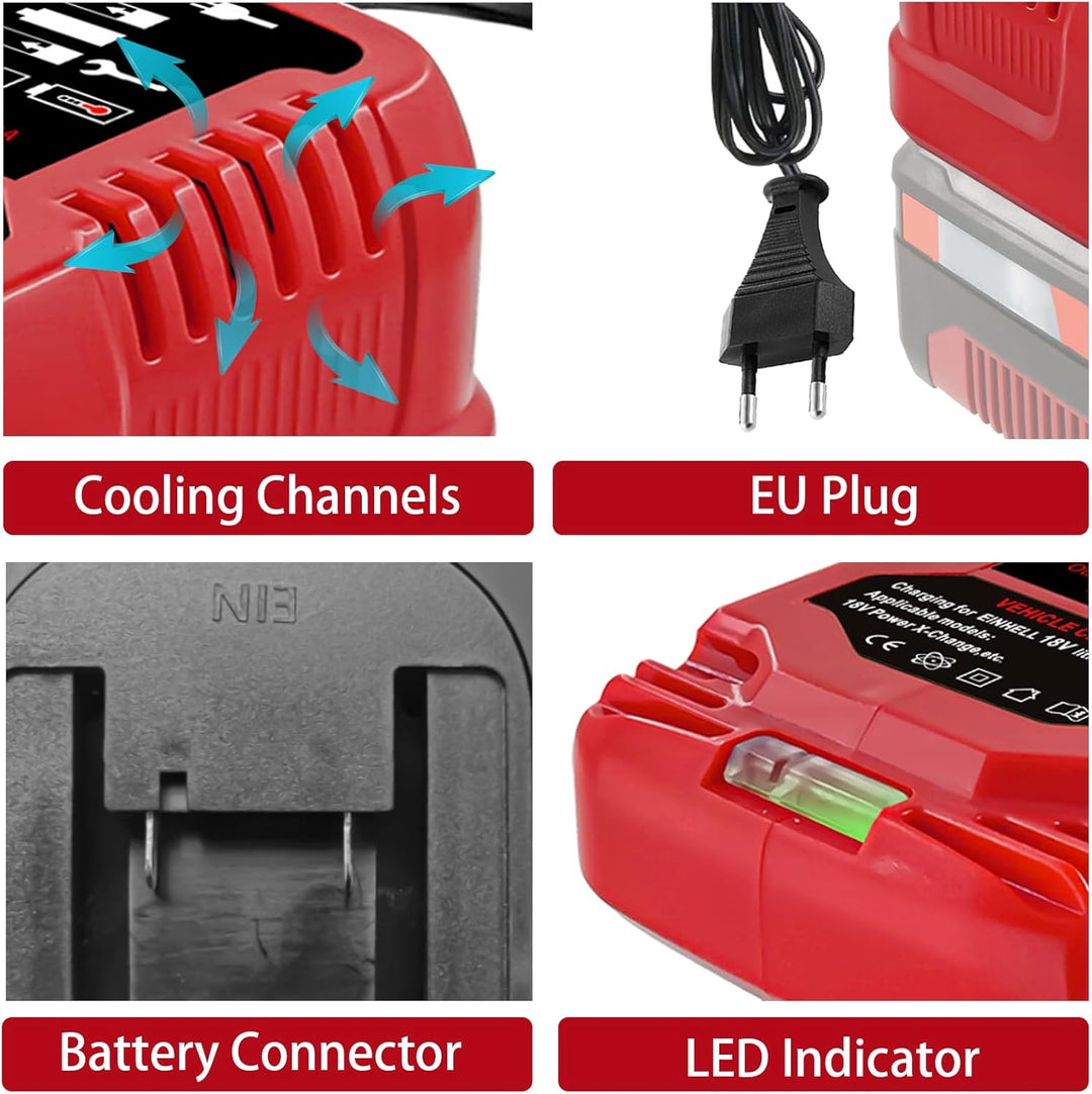 PXC Ladegerät für Einhell 18V Batterie, Cordless Tool Akku Ladegerät Power X-Change Schnellladegerät
