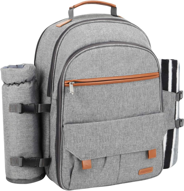 Sunflora Picknickrucksack 4 Personen Picknickset mit Isoliertem Kühlfach und Decke für Camping Outdo