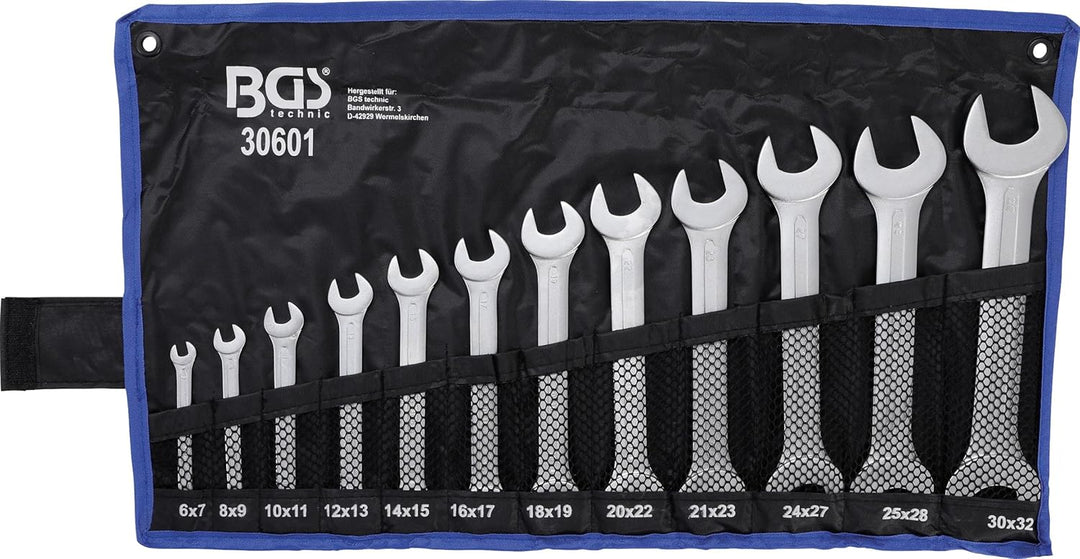 BGS 30601 | Doppel-Maulschlüssel-Satz | SW 6 - 32 mm | 12-tlg. 12-tlg. | SW 6 - 32 mm, 12-tlg. | SW