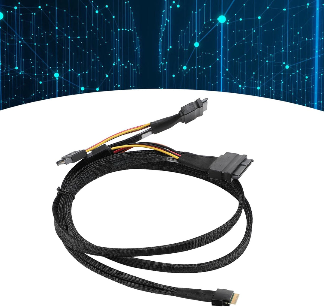 NVME PCIe SSD-Kabel, SFF-8654 8I auf 2 X SFF-8639 NVME U.2 Kabeladapter 24 Gbit/s 80 cm für Mainboar