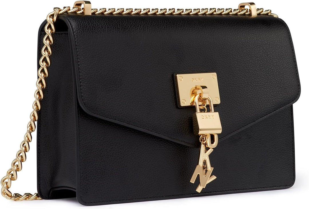 DKNY Damen Elissa Lg Shoulder Bag Umhängetasche, Einheitsgrösse Black Gold, Black Gold