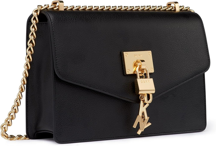 DKNY Damen Elissa Lg Shoulder Bag Umhängetasche, Einheitsgrösse Black Gold, Black Gold