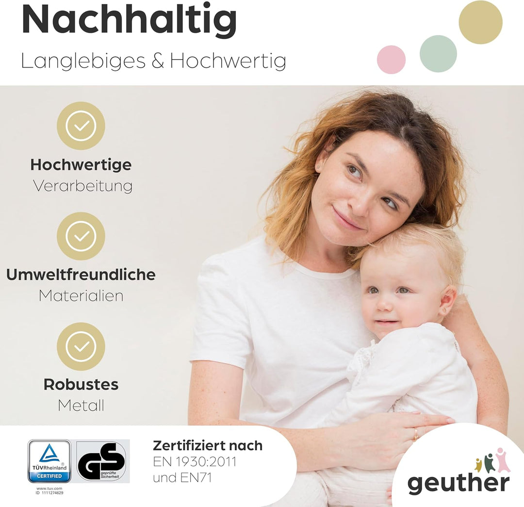 Geuther 4791+ Easylock Plus Türschutzgitter, TÜV/GS zertifiziert, Treppenschutzgitter (68 cm - 76 cm