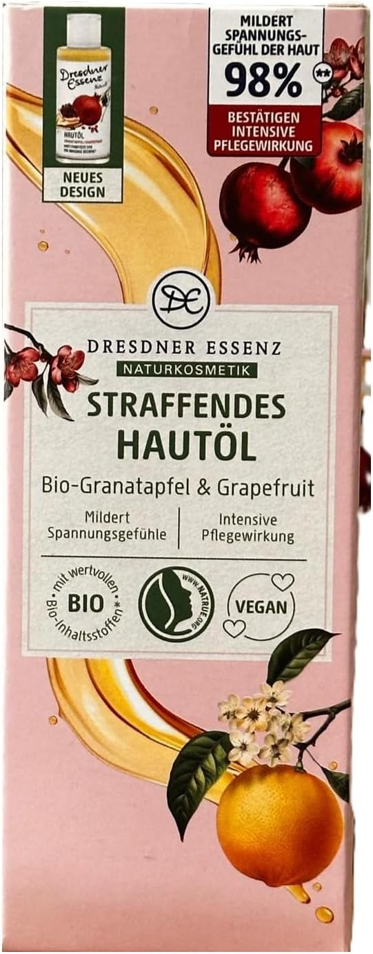 2er Packc Dresdner Essenz Straffendes Hautöl Bio-Granatapfel & Grapefruit, 2x 100ml