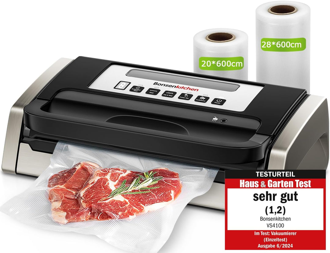 Bonsenkitchen Vakuumiergerät, Vakuumierer, Design mit Griffverriegelung, leistungsstarker geräuschar