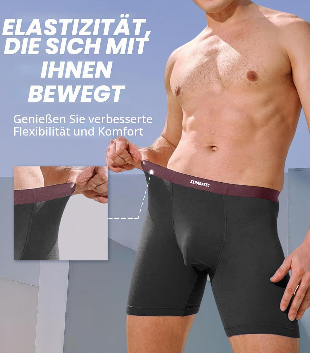 Separatec Herren Boxershorts Bambus 4 Pack Unterwäsche Shorts Atmungsaktiv Bequem S Lange:schwarz*4,