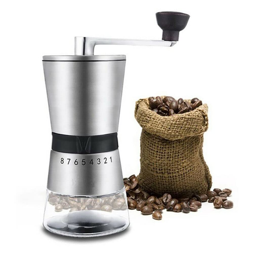 Edelstahl Kaffee MüHle Konischer Kaffeemühle mit Mahlgradeinstellung Manuelle Kaffeemühle 15×8,5×21,