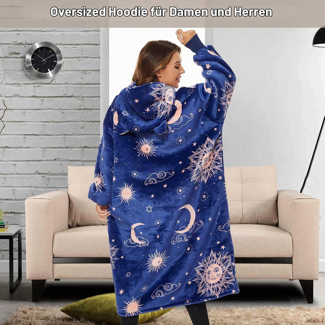 THREE POODLE Decken Hoodie, Oversize Hoodie Decken Pullover Kuschelpullover für Damen Herren Kinder,