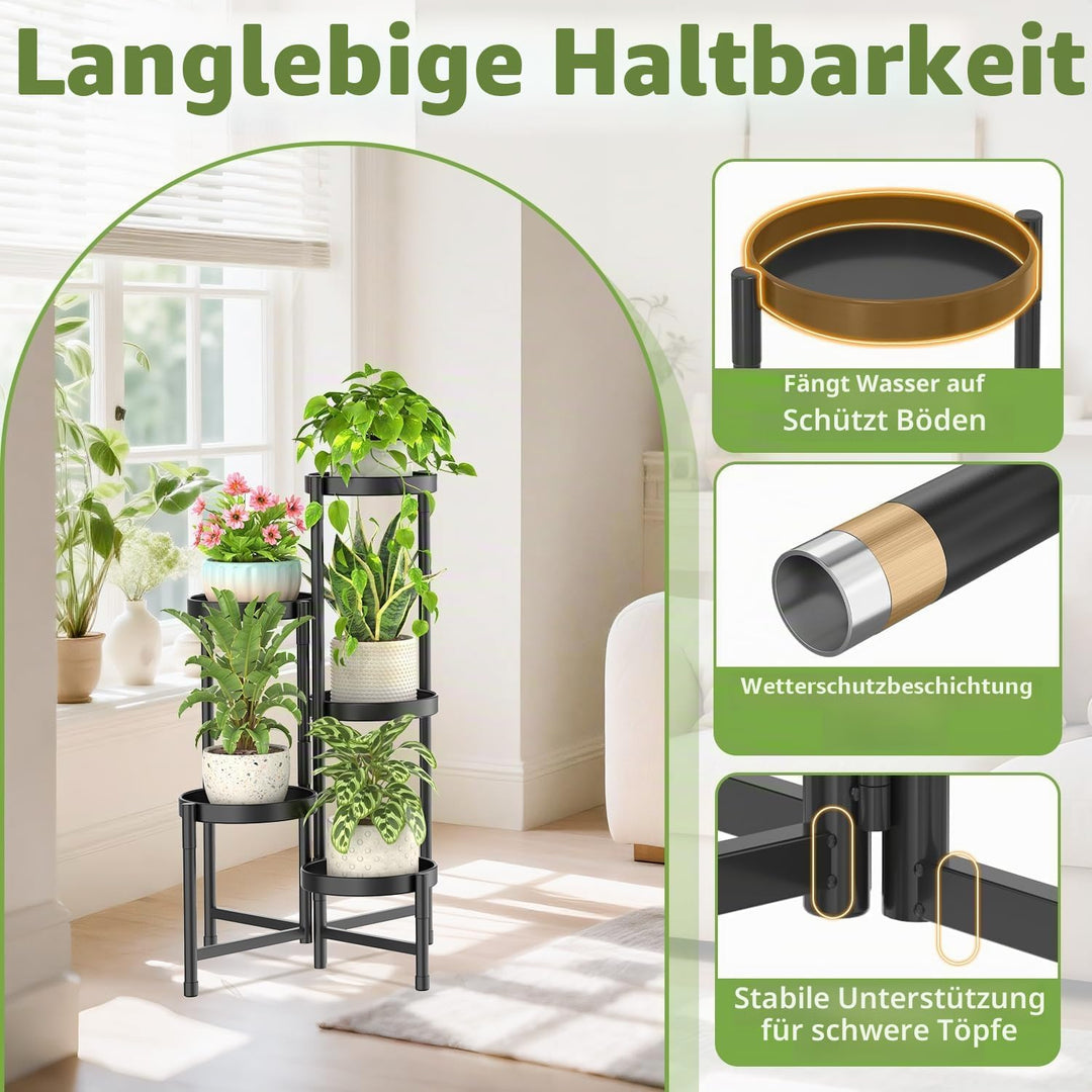 iDavosic.ly 5 Etagen Metall Pflanzenständer Blumentopfständer, Mehrstöckig Pflanzenregal Blumenregal