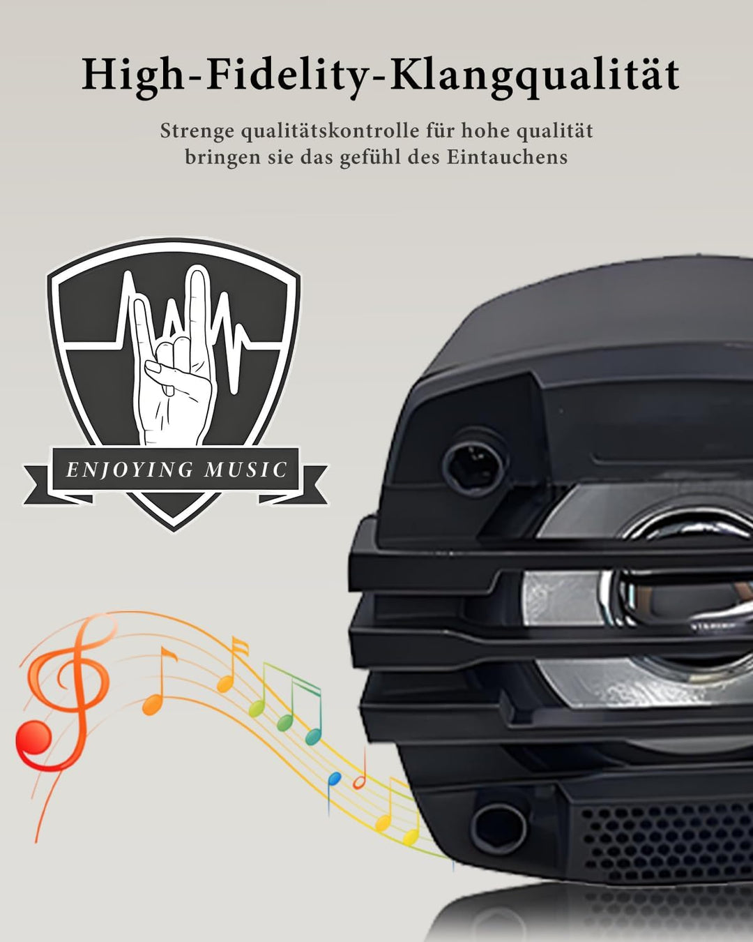 Motorrad-Lenkerlautsprecher mit Bluetooth, FM-Radio, Bedientaste, 12 V | Wasserfestes Stereo-System