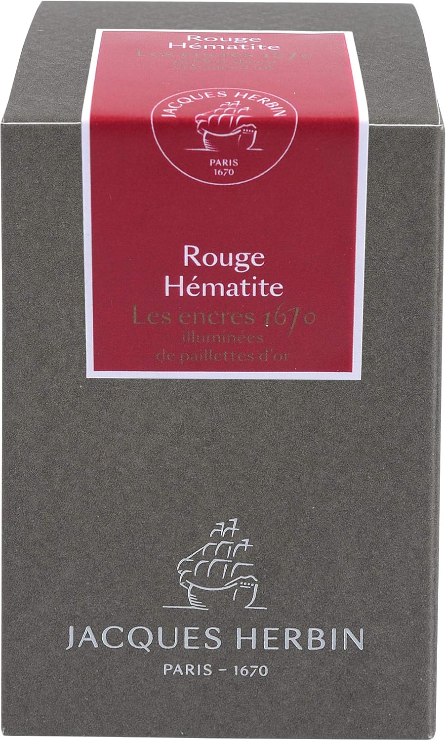 Jacques Herbin 15026JT Jubiläums- Tintenflakon 1670, 50 ml, für Federhalter, Farbintensiv, Rot Rouge