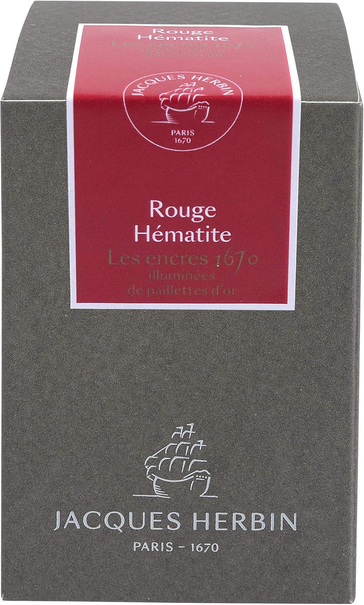 Jacques Herbin 15026JT Jubiläums- Tintenflakon 1670, 50 ml, für Federhalter, Farbintensiv, Rot Rouge