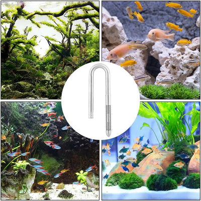 MiOYOOW Aquarium Zufluss Abflussrohr Set,Edelstahl Lilienrohr Mikroporöses Lily Pipe Skimmer mit Roh