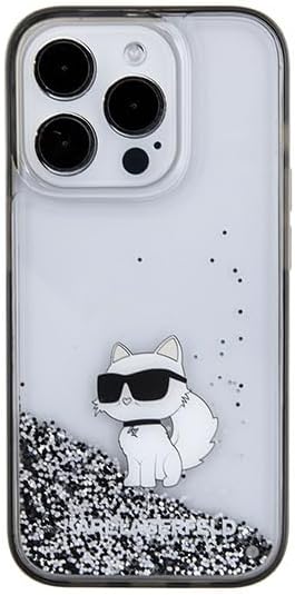 KARL LAGERFELD KLHCP15LLKCNSK Hülle für iPhone 15 Pro 6.1" transparent hardcase Liquid Glitter Choup