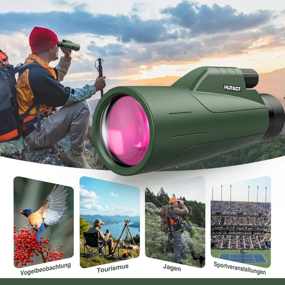 HUTACT 12x56 Hochleistungs-Monokular-Teleskop, grössere Sicht-Monokulare für Erwachsene und Kinder m