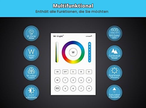 LIGHTEU®, Miboxer Milight 8 Zonen Smart Panel Fernbedienung, kompatibel mit Lampen der Miboxer RGBCC