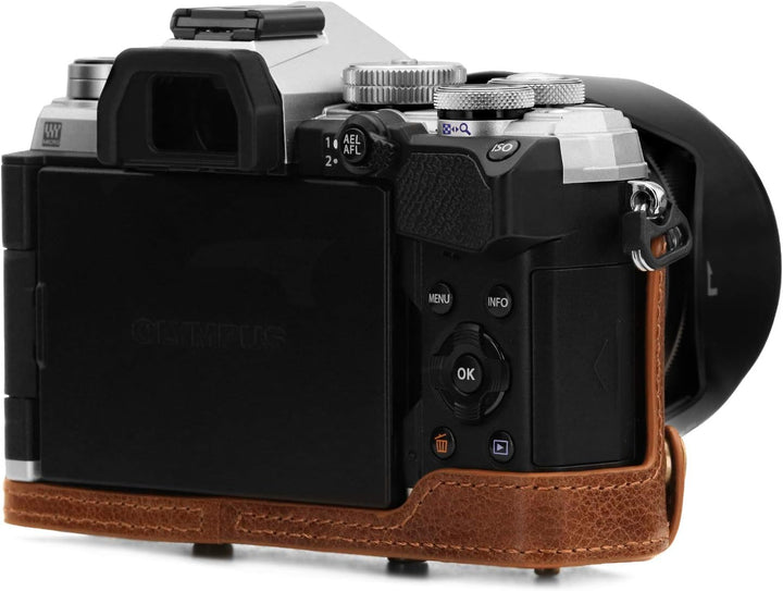 MegaGear Ever Ready MG1863 Kameratasche aus echtem Leder, kompatibel mit Olympus OM-D E-M5 Mark III
