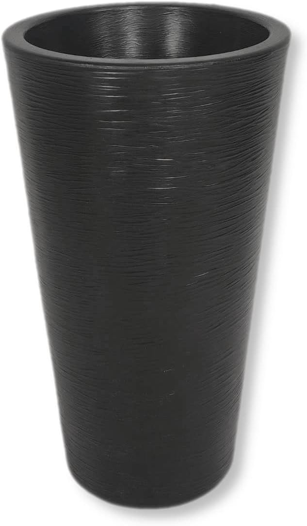 DARO DEKO Kunststoff Übertopf schwarz 40cm hoch konisch Säule Blumen-Töpfe Pflanzkübel Topf Bodenvas