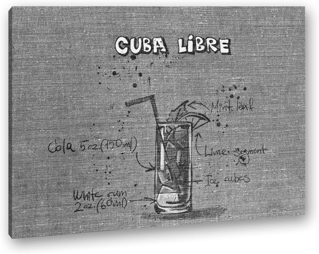 deyoli Rezept für einen Cuba Libre Effekt: Schwarz/Weiss Format: 80x60 als Leinwandbild, Motiv ferti