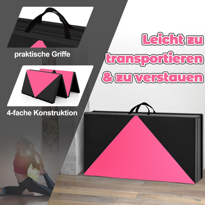 COSTWAY Weichbodenmatte klappbar, Gymnastikmatte tragbar, Yogamatte Turnmatte Klappmatte Fitnessmatt