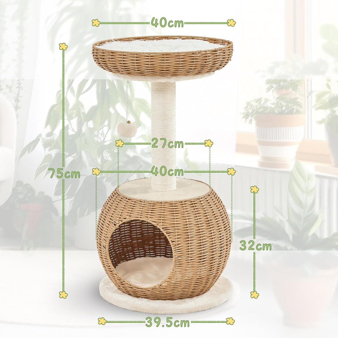 Yaheetech Kratzbaum Ratten Kletterbaum für grosse Katze, Stabiler Katzenkratzbaum mit Katzenhöhle Pl